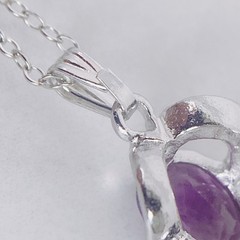 VTG Signed HMS Sterling Silver Necklace and Amethyst Pendant in Box 1970s 1980s