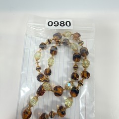 Vintage Vendome Necklace Gold Tone Cognac & Cream Glass Beads 26″