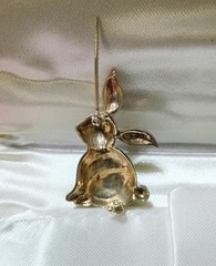 Vintage Chocolate Brown Marcasite Gold Tone Bunny Rabbit Brooch Pin