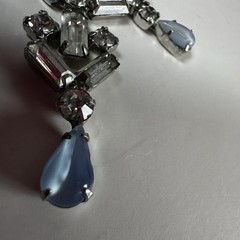 Vintage Necklace Lind Gal Rhinestone Blue Teardrop Earrings Set Dainty