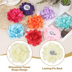 4.7″ Silk Satin Flower Brooch Pin Large Peony Floral Lapel Pin Beige