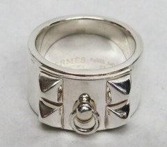 AUTHENTIC HERMES STERLING SILVER COLLIER DE CHIEN 12mm RING SIZE 53