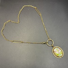 Vintage 12k Gold Filled Pocket Watch Chain FOB, Swivel Dog Clip, Guilloche Iris