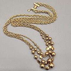 Vintage Liz Claiborne Necklace Three Layered Chain Gold Tone 33″