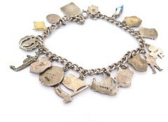 .Vintage Sterling & .800 Silver Charms From Around The World Bracelet 27.2g