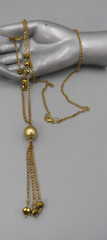 Vintage Beaded Necklace Chain Tassel Station 41″ Long Sautoir Granny Core 1970s