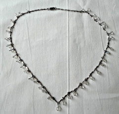 LOVELY Sterling Silver Faceted Sapphire Crystal Briolette Necklace
