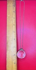 VTG Silver Large Faceted Pendulum 3D Ball Pendant Necklace Occult Magic Macabre