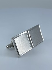 Vintage Swank cufflinks brushed and polished silver tone square design 3/4″