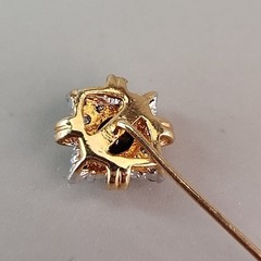 Vintage Sapphire Stick Pin Clear Cubic Zirconia Gold Plated