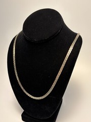 Necklace Offset Rectangle Chain Pattern Unique Retro Silver Tone