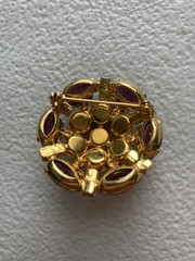 Vintage Dandy Rhinestone Brooch Enamel Pin Colorful Goldtone Setting 1 5/8″