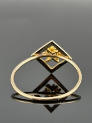 ATQ Vtg 10k Yellow Gold Diamond Ring Brooch Conversion Flower in Square sz 10