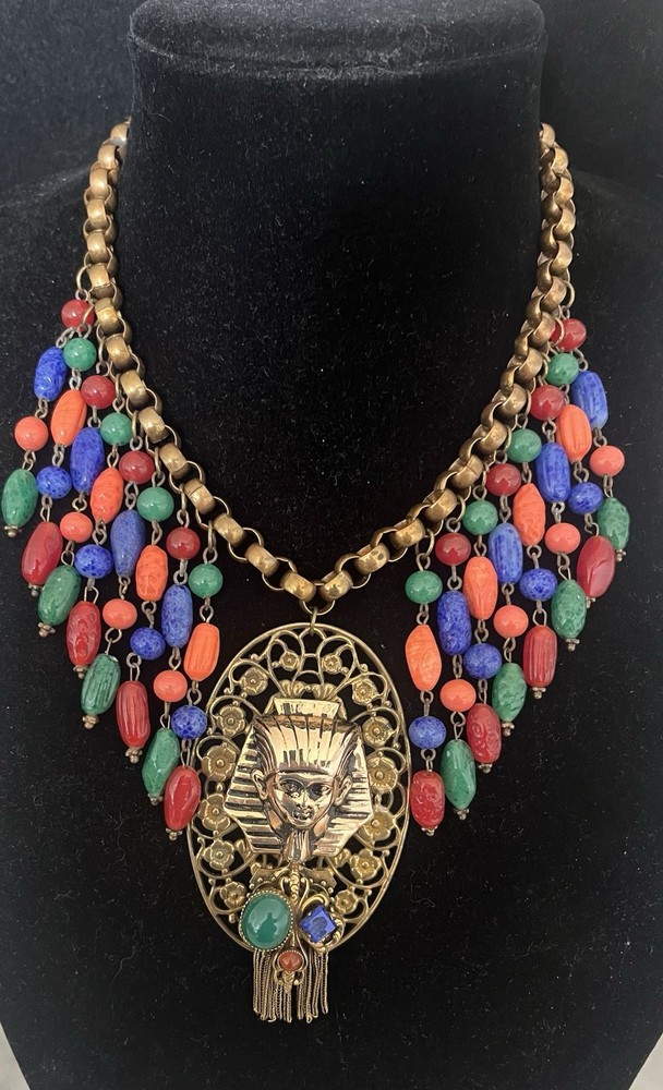 Miriam Haskell Style Egyptian Revival One Of A Kind Artisan Necklace