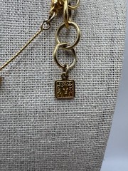 Vintage Anne Klein Matte Gold Tone Chain Brown Bead Station Necklace 17”