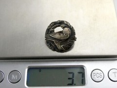 Antique Georg Jensen 830 Silver Denmark Peace Dove Pin 3.7g Early Design .75 In