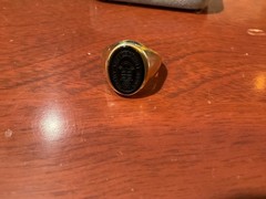 Vintage 1983 Brown University 14K Gold Signet Ring–Black Onyx Monogrammed inside