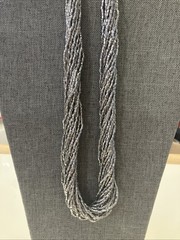 Vintage Silver Multi Strand Seed Bead Necklace Layered Rope Chain Women 18 In