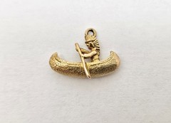 1921 PAYTON PEPPER CO. BIRMINGHAM 9K SOLID GOLD N.A. INDIAN ROWING A CANOE CHARM