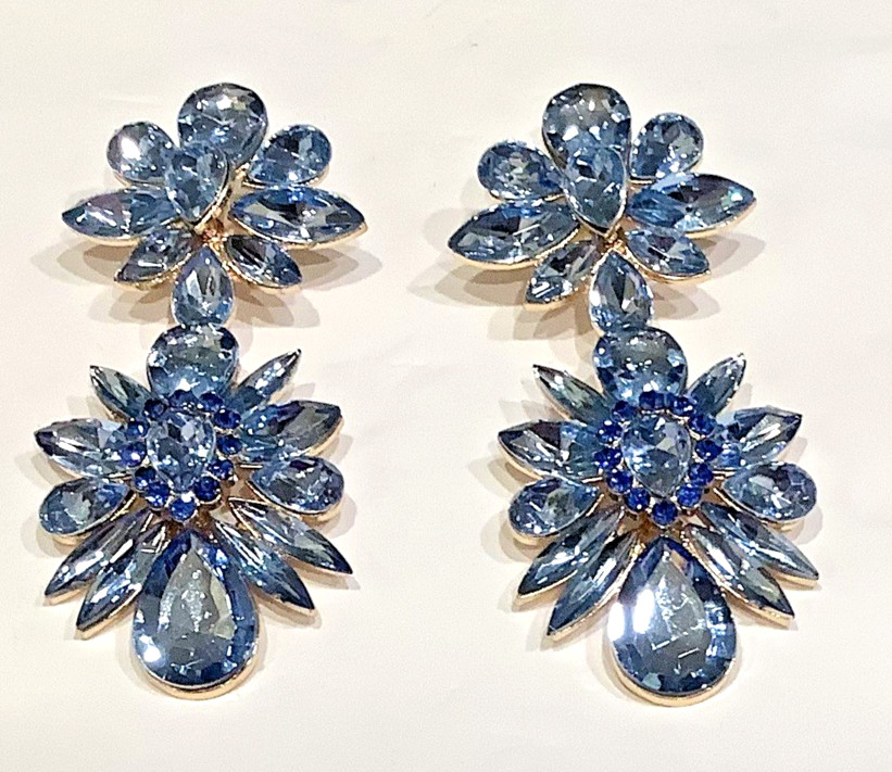 Huge DANGLE DROP Earrings Open Back Vintage Glass & Acrylic Stones 3.5 in. long