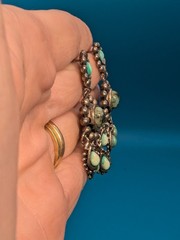 Graziano Natural Stone Turqoise Veined Post Dangle/Drop Earrings Signed