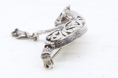 Vtg Jezlaine Filigree Cat Playing with Mouse 4.6G 925 Sterling Silver Pin Brooch