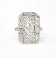 Antique 1.00 CT White Round Cut CZ Art Deco Anniversary Gift Ring in 925 Silver