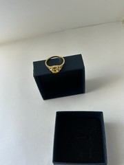 Vintage Yellow Cubic Zirconia Ring Gold Plated Womens Size 8.5