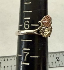 Vintage Sterling Silver Black Hills Gold Leaf Ring Sz 6.25