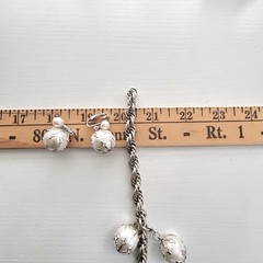 Vintage Celebrity Bracelet Earring Set Faux Pearls Wedding Baubles Dangling