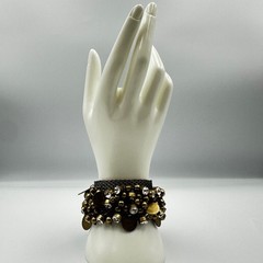Chunky Antique Gold & Gunmetal Charm Cuff – Multi-Chain Statement Bracelet