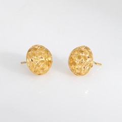 Vintage Portuguese 19k Yellow Gold Textured Stud Earrings Star Buttons