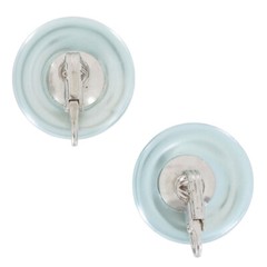 Laguna Button Clip On Earrings Light Blue Faux Pearl Vintage 24mm