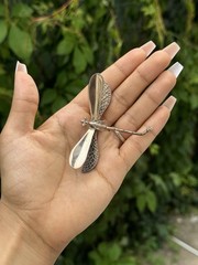 Whimsical Vintage Sterling Silver Dragon Fly Brooch 17.14 Grams
