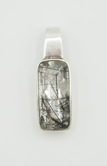 Vintage Studio Art Modern sterling silver rutilated quartz minimalist pendant