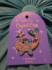 Whale Rhinestone Brooch Silvertone NWT Hildie & Jo Crystal Cove