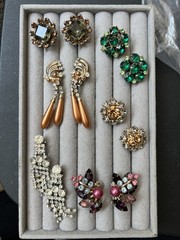 Vintage Rhinestone Jewelry Lot Earrings Brooches Necklace Bracelets Multicolor