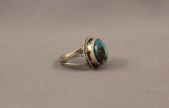 Old Pawn Navajo Sterling Silver And Turquoise Ring Size 7 3/4