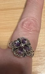 Vintage Marsala Amethyst Filigree Sterling Silver 925 Cocktail Ring Sz 7.75