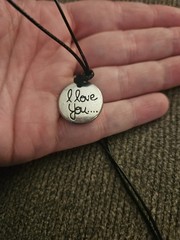 Vintage Retro I LOVE YOU Silver Etched Necklace Pendant With Nylon Chain RARE!🩶