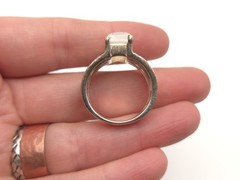 Vintage Sterling Silver 925 Rectangle Moonstone Textured Split Band Ring sz 9
