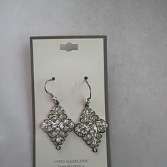 Snowflake Filigree Chandelier Dangle Earrings AB Rhinestone Vintage Glam Jewelry