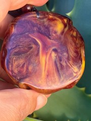 Natural Root Amber Hand Carved Rose Pendant Vintage Estate Jewelry Gift