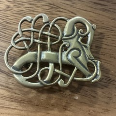 Norway viking Urnes bronze brooch Scandinavian design From Maine Estate