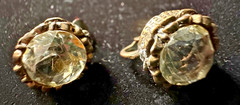 Vintage Kramer Signed Clear Crystals Rhinestones Round Clip-on