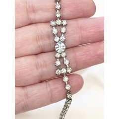 Vintage 1950s Smart Set Rhinestone Bracelet – Bowtie Design, 7″