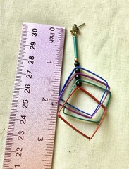 Vintage Big ’80s Colorful Geometric Pierced Dangle Earrings
