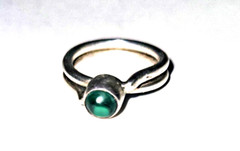 Vintage Malachite Ring Size 6 1/2 Sterling Silver