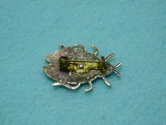 Vintage 1.25″ Purple and Silver Tone Bug Brooch in Very Good Condition