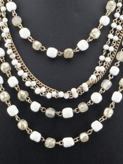 Vintage W Germany Milk Glass Faux Pearl Multi Strand Statement Necklace 90g…